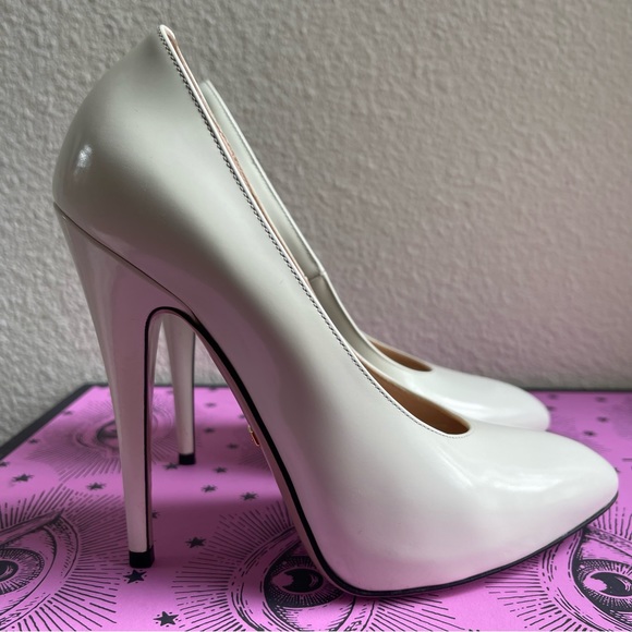100% Authentic Gucci Regent White Pumps Size 6 - Picture 1 of 14